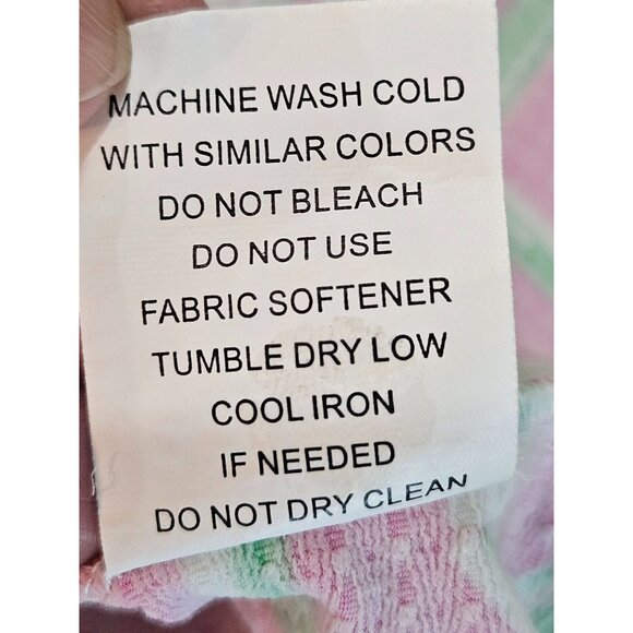 Icikuls Top Sz XL Knit Pink & Green Geometric Print Long Mesh Sleeve SPF 50 - Picture 7 of 9